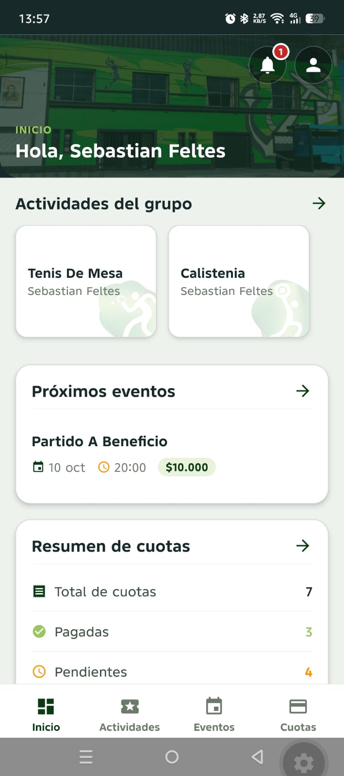 Barra de navegación inferior de la app